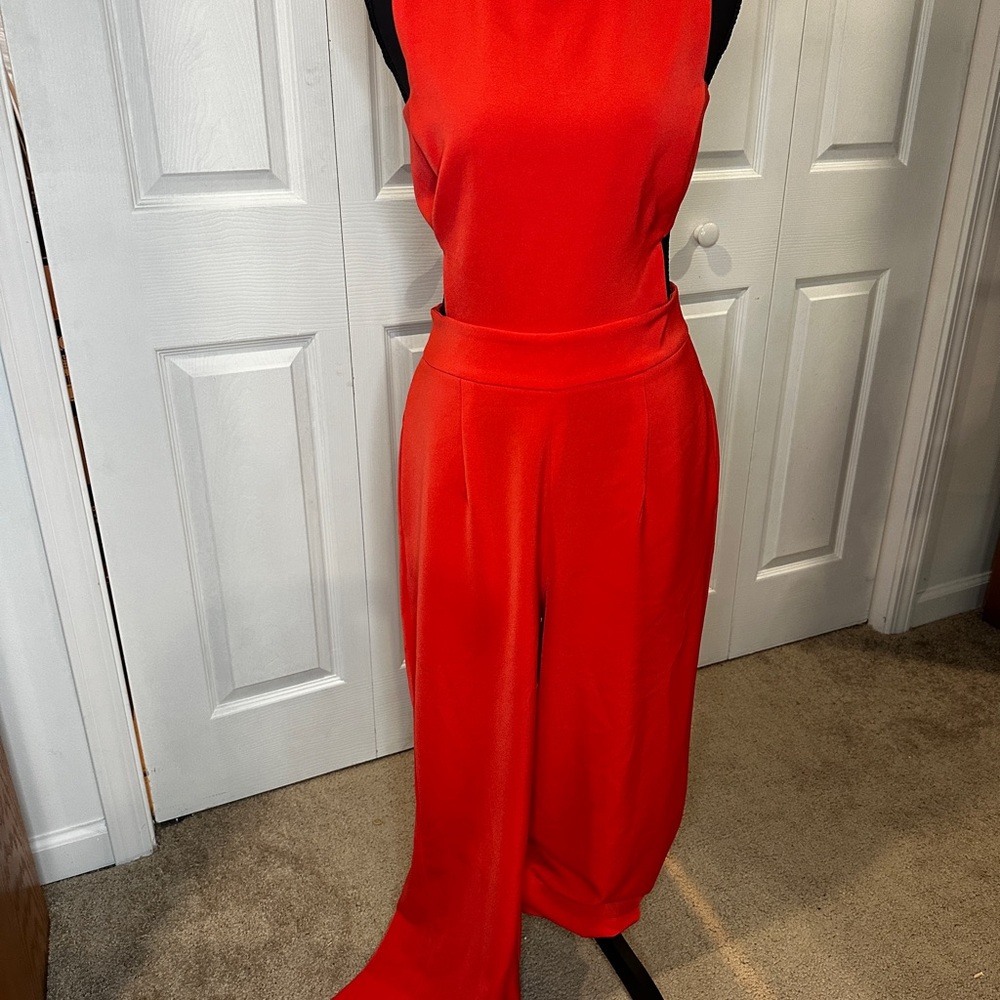 Cutout Red Jumpsuit